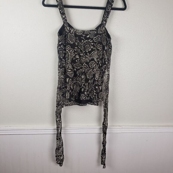 Women's Ann Taylor Brown Chiffon Floral Ruched Business Casual Attire Size 02 - Picture 6 of 11